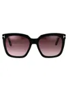 Tom Ford Havana Acetate Cat-eye Sunglasses In 01t Nero Lucido / Bordeaux Grad
