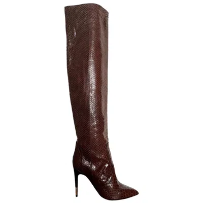 Pre-owned Tom Ford Anaconda Over The Knee Boots Size 38.5 In Black