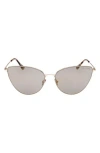 Tom Ford Anais 62mm Cat Eye Sunglasses In Shiny Pale Gold/smoke