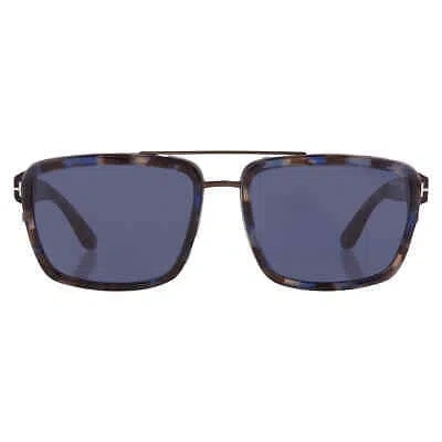 Pre-owned Tom Ford Anders Blue Rectangular Men's Sunglasses Ft0780 55v 58 Ft0780 55v 58