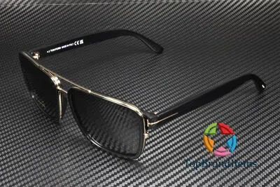 Pre-owned Tom Ford Anders Ft0780 01d Black Smoke Polarized Plastic 58 Mm Men's Sunglasses In Gray