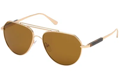 Pre-owned Tom Ford Andes Tf670 28e Gold Aviator Sunglasses Made In Italy In Brown