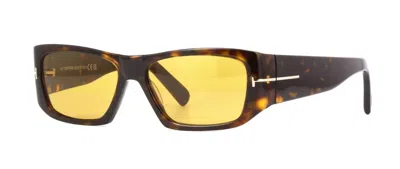 Pre-owned Tom Ford Andres-02 Ft 0986 Dark Havana/light Brown (52e) Sunglasses