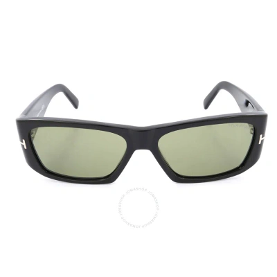 Tom Ford Andres Green Square Unisex Sunglasses Ft0986 01n 56 In Black / Green