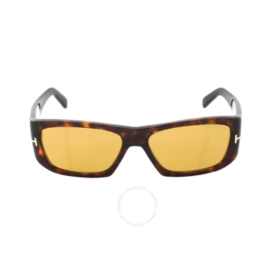 Tom Ford Andres Yellow Square Unisex Sunglasses Ft0986 52e 56 In Tortoise / Yellow