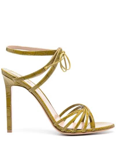 Tom Ford Green Angelica 105 Crocodile-effect Leather Sandals