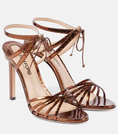 Tom Ford Sandalen Angelica 105 Aus Metallic-leder In Braun