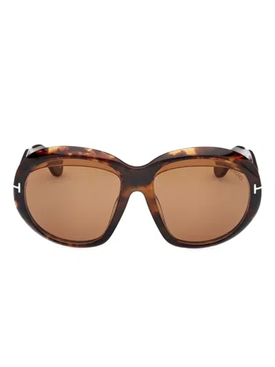 Tom Ford Angelica Oval-frame Sunglasses In Brown