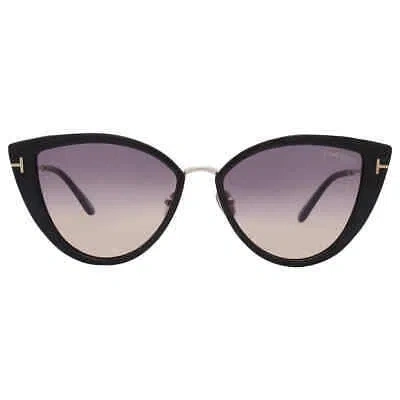 Pre-owned Tom Ford Angelica Smoke Gradient Cat Eye Ladies Sunglasses Ft0868 01b 57 In Gray