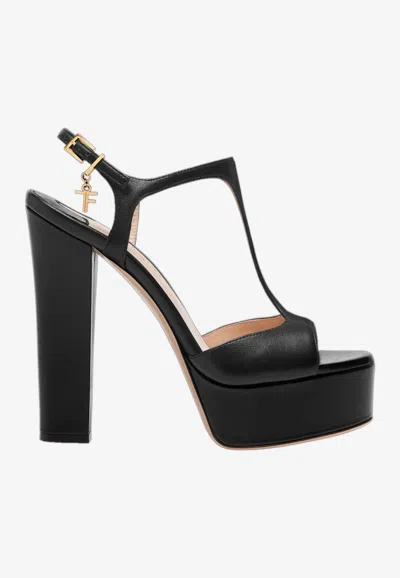 TOM FORD ANGELINA 130 PLATFORM LEATHER SANDALS