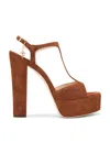 Tom Ford Angelina T-strap Platform Sandal In Dark Whisky
