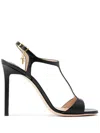 Tom Ford Angelina Charm T-strap Leather Sandals In Black