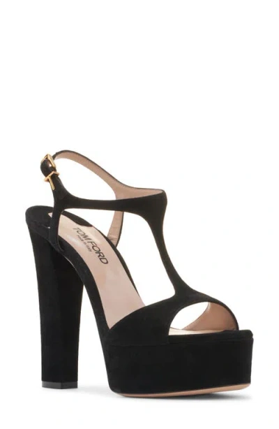Tom Ford Angelina T-strap Platform Sandal In Black