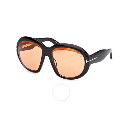 Tom Ford Angellica Amber Oval Ladies Sunglasses Ft1193 01e 58 In Black