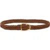 Tom Ford Angled Buckle Woven Suede Belt In Brown