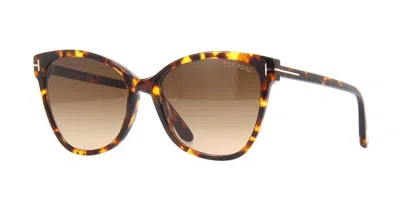 Pre-owned Tom Ford Ani Ft 0844 Dark Havana/brown Shaded (52f) Sunglasses