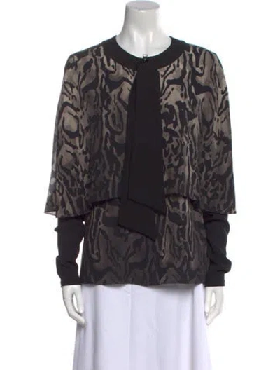 Pre-owned Tom Ford Animal Print Crew Neck Blouse In Black