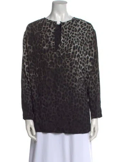 Pre-owned Tom Ford Animal Print Crew Neck Sweatshirt In Black