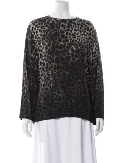 Pre-owned Tom Ford Animal Print Crew Neck Top In Gray