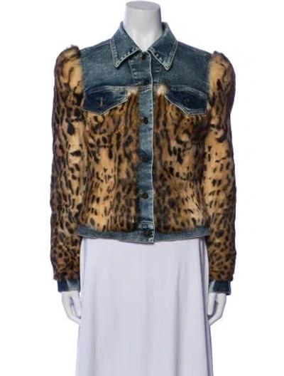 Pre-owned Tom Ford Animal Print Fur Jacket In Brown