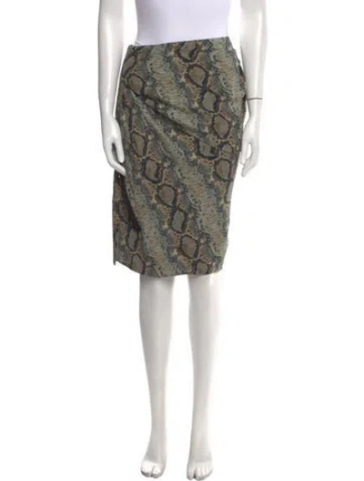 Pre-owned Tom Ford Animal Print Knee-length Skirt In Green