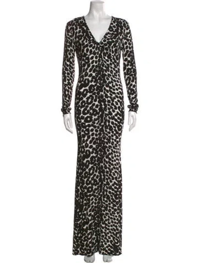 Pre-owned Tom Ford Animal Print Long Dress In Black
