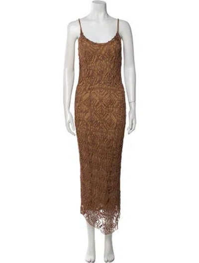 Pre-owned Tom Ford Animal Print Long Dress In Brown