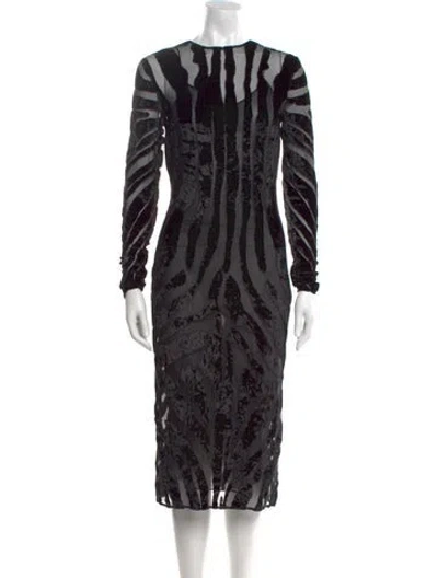 Pre-owned Tom Ford Animal Print Midi Length Dress In Black