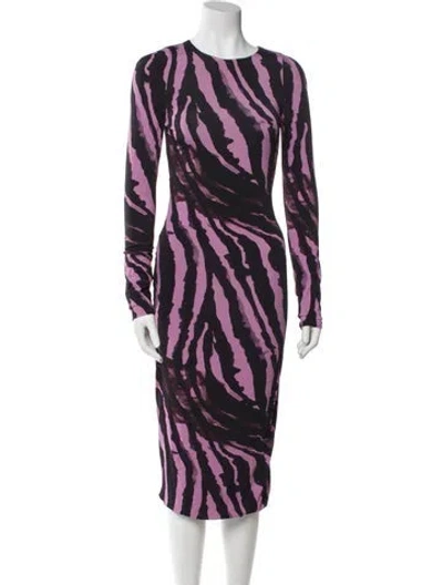Pre-owned Tom Ford Animal Print Midi Length Dress In Purple