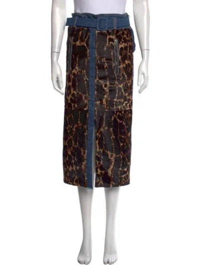 Pre-owned Tom Ford Animal Print Midi Length Skirt In Multicolor