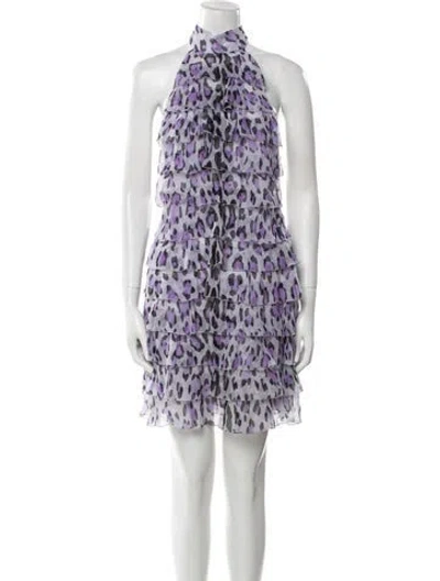 Pre-owned Tom Ford Animal Print Mini Dress In Purple