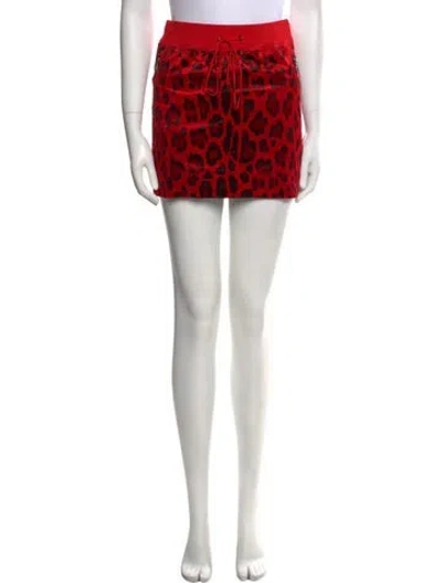 Pre-owned Tom Ford Animal Print Mini Skirt In Red