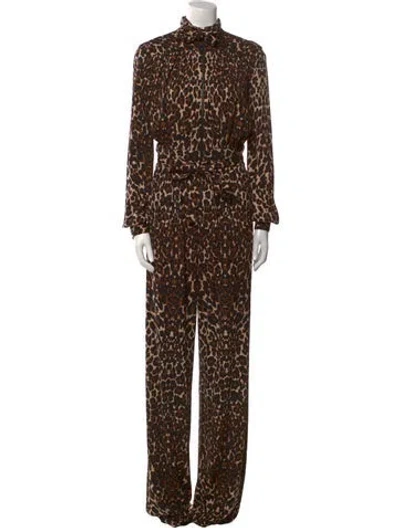 Pre-owned Tom Ford Animal Print Mock Neck Jumpsuit In Neutral