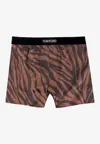 Tom Ford Zebra-print Silk Boxer Short In Brown