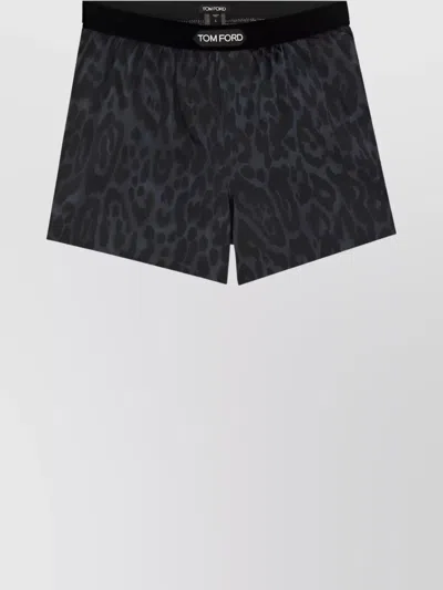 Tom Ford Animal Print Silk Boxers In Blue