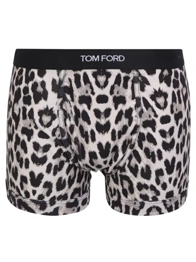 Tom Ford Animal Print Skinny Cut Boxers In Black