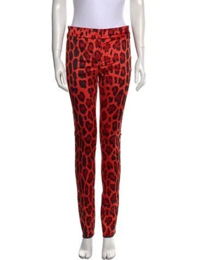 Pre-owned Tom Ford Animal Print Skinny Leg Pants In Orange
