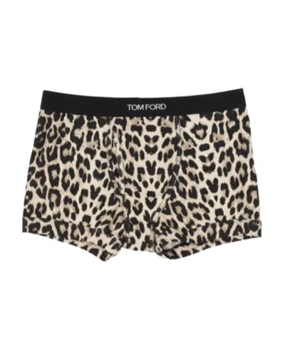 Tom Ford Animal-print Stretch-cotton Boxers In Black