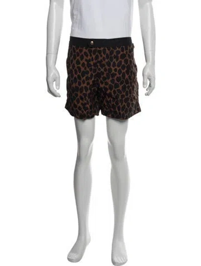 Pre-owned Tom Ford Animal Print Swim Trunks W/ Tags In Brown