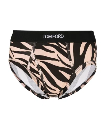 Tom Ford Animal Printed Logo Waistband Briefs