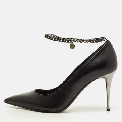 Pre-owned Tom Ford Ankle Chain Size 37.5 Black Leather Pumps