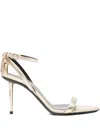 Tom Ford Ankle-strap Padlock 90 Mid Heel Sandals Shoes In Metallic