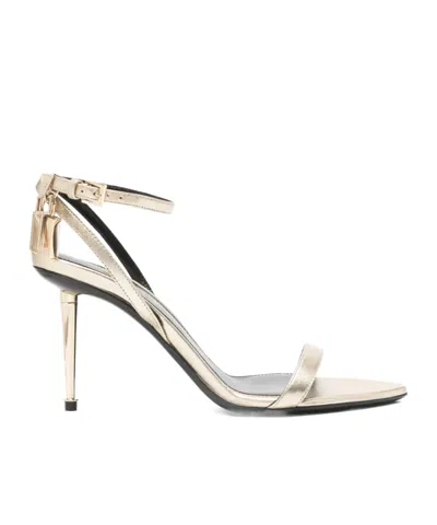 Tom Ford Ankle-strap Padlock Sandals In Metallic