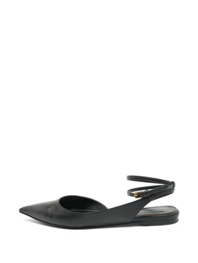 Pre-owned Tom Ford Ankle-strap Flat Pumps In Black