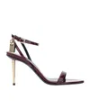 Tom Ford Semi Shiny Printed Python Padlock Pointy Naked Sandal In Brown