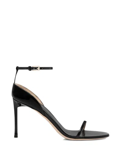 Tom Ford Vertigo Patent Leather Sandal With Ankle Strap In Black