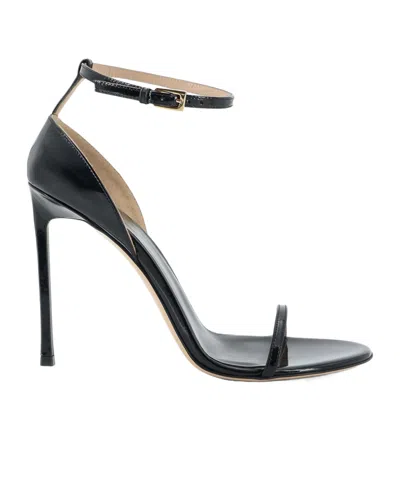 Tom Ford Patent Leather Stiletto Sandals Ankle Strap In Black