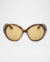 Tom Ford Annabelle-02 Acetate Butterfly Sunglasses In Brown
