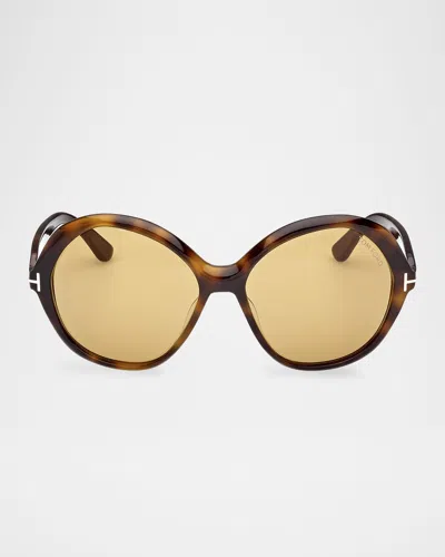 Tom Ford Annabelle-02 Acetate Butterfly Sunglasses In Brown