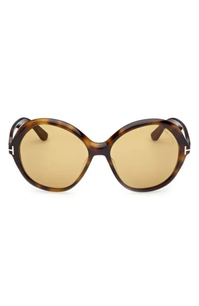 Tom Ford Annabelle 60mm Gradient Round Sunglasses In Brown